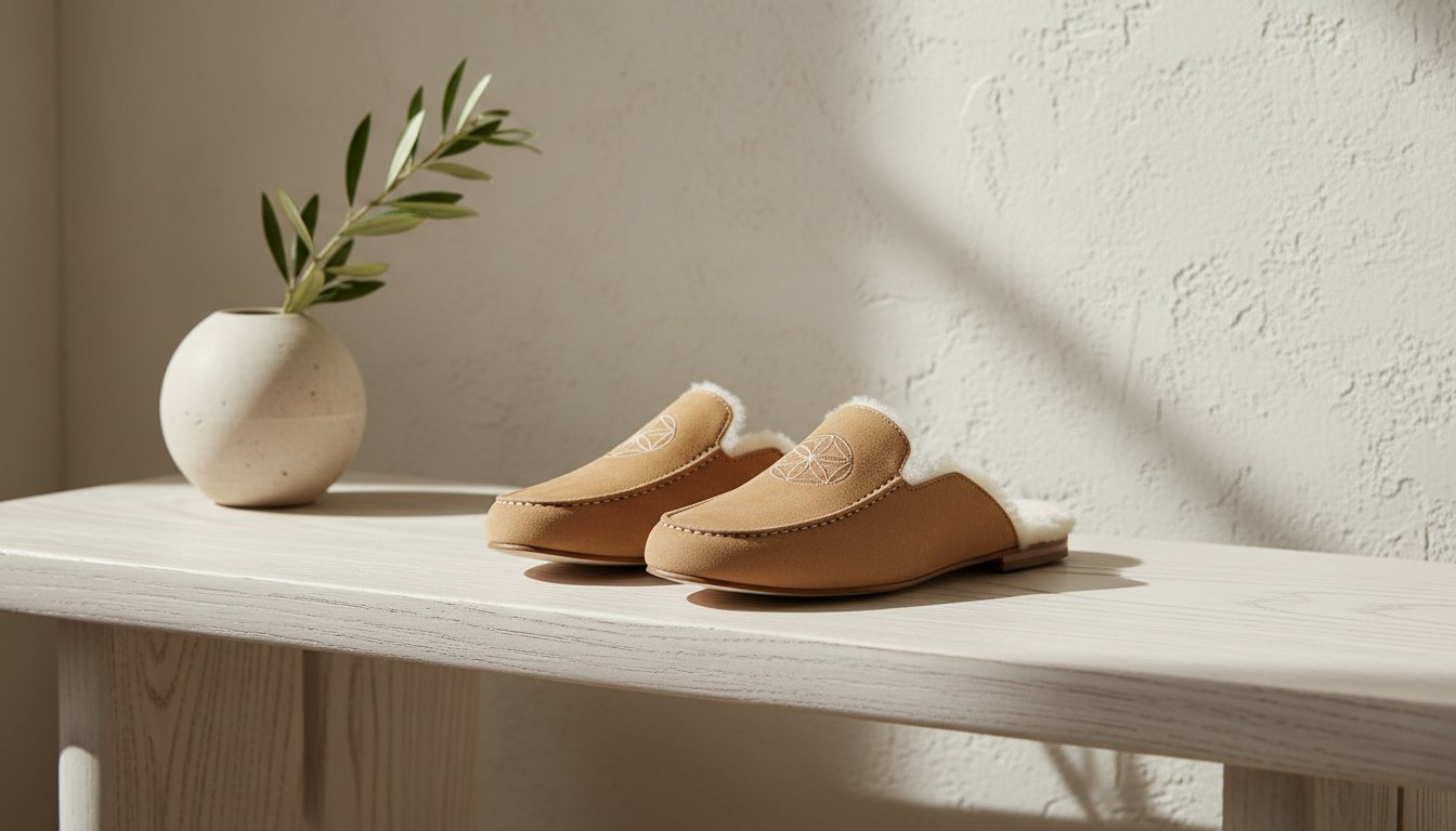 Adam and Eve home loungewear house mule in undyed natural fibre